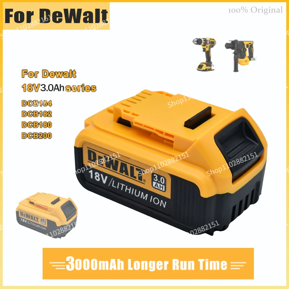 

3.0AH Dewalt 3000mAh 18V power tool battery for Dewalt DCB180 DCB181 DCB182 DCB201 DCB200 MAX power 18650 battery