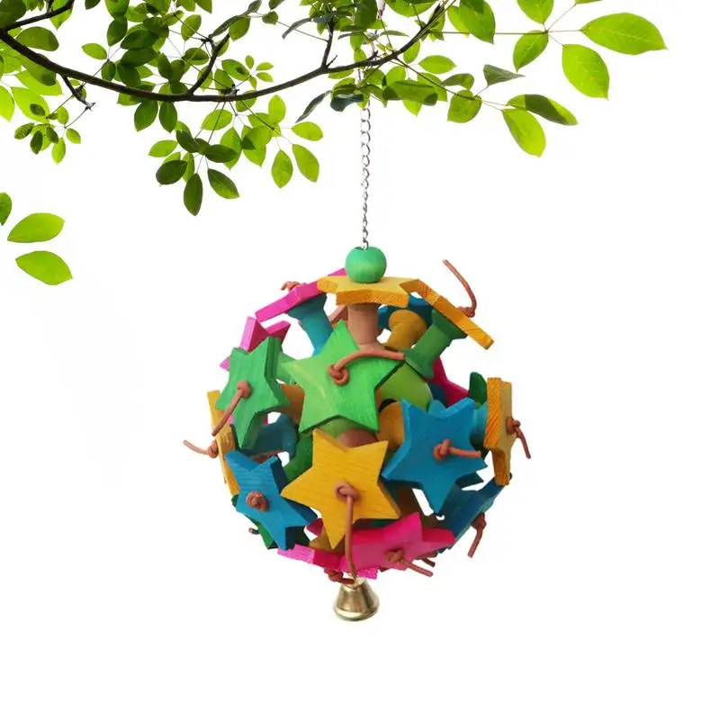 

Parrot Cage Bite Toys Foraging Cage Wood Toys For Bird Wear Resistant Wooden Block Foraging Accessories For Cockatiels Finches