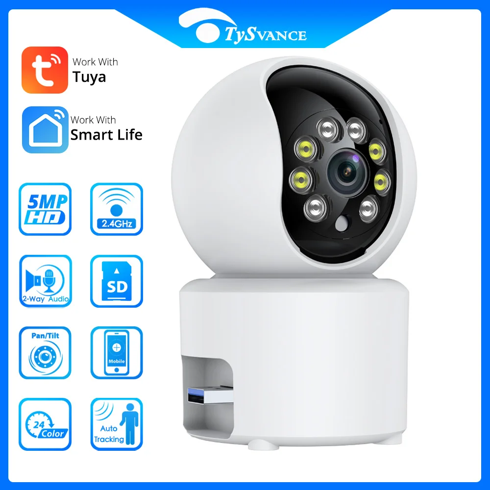 

USB Security Tuya Cameras WiFi Indoor HD 5MP 3MP 2MP Full Color Night Vision Wireless Surveillance Camera Baby Monitor