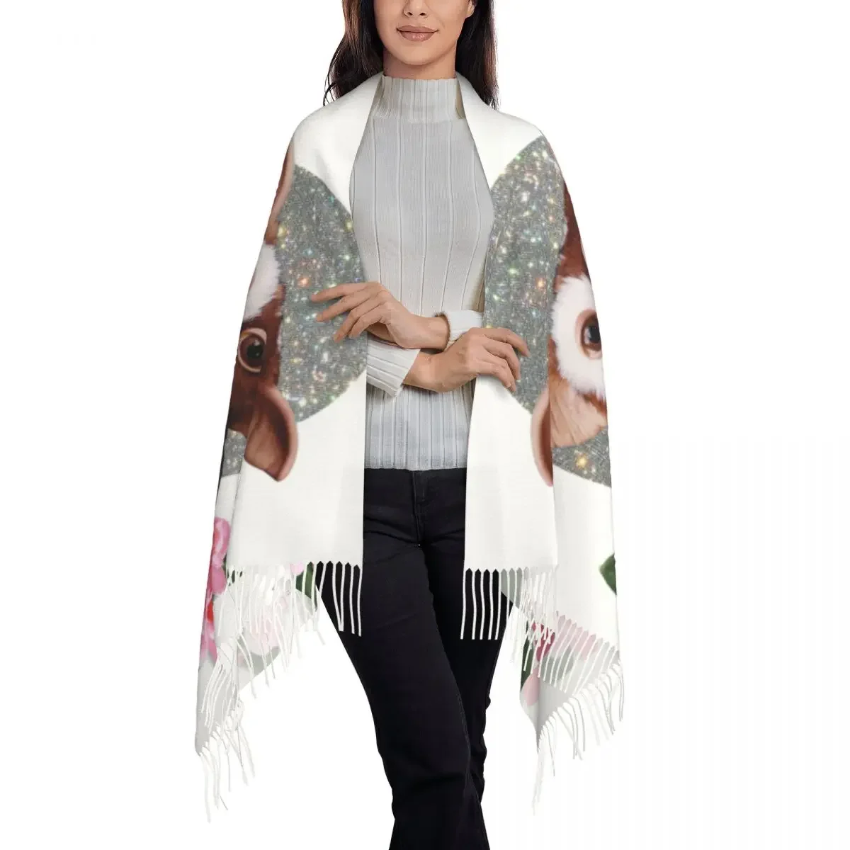 Mogwai Gremlins с цветами искусственная мягкая вещь шали палантины женские зимние шарфы