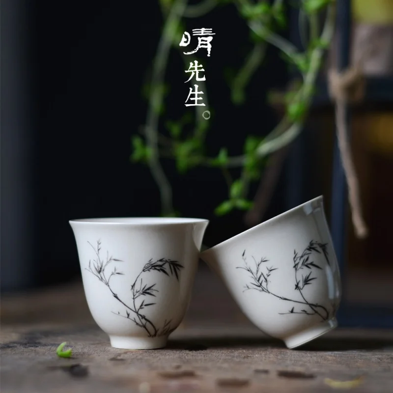 

★Трава и дерево серая чайная чашка Цзиндэчжэнь мастер чашка одна чашка ручная роспись бамбук одиночный античный цветок Божья чашка чайный набор