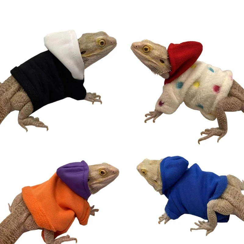 Small Pet Clothes Soft Hoodie Coat Skin Protection for Lizards Bearded Dragon Dropship