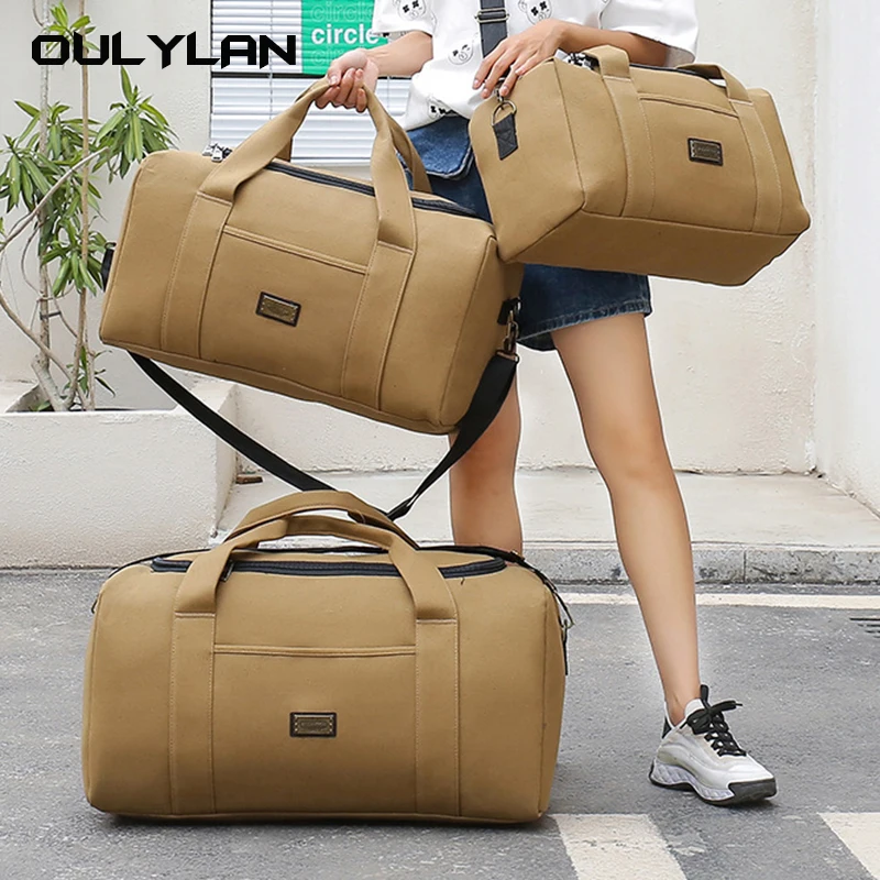 

Two Size Canvas Luggage Bag Outdoor Hiking Backpack Capacity Backpacks Travel Bag Handbag Unisex Thickening Consignment Bag