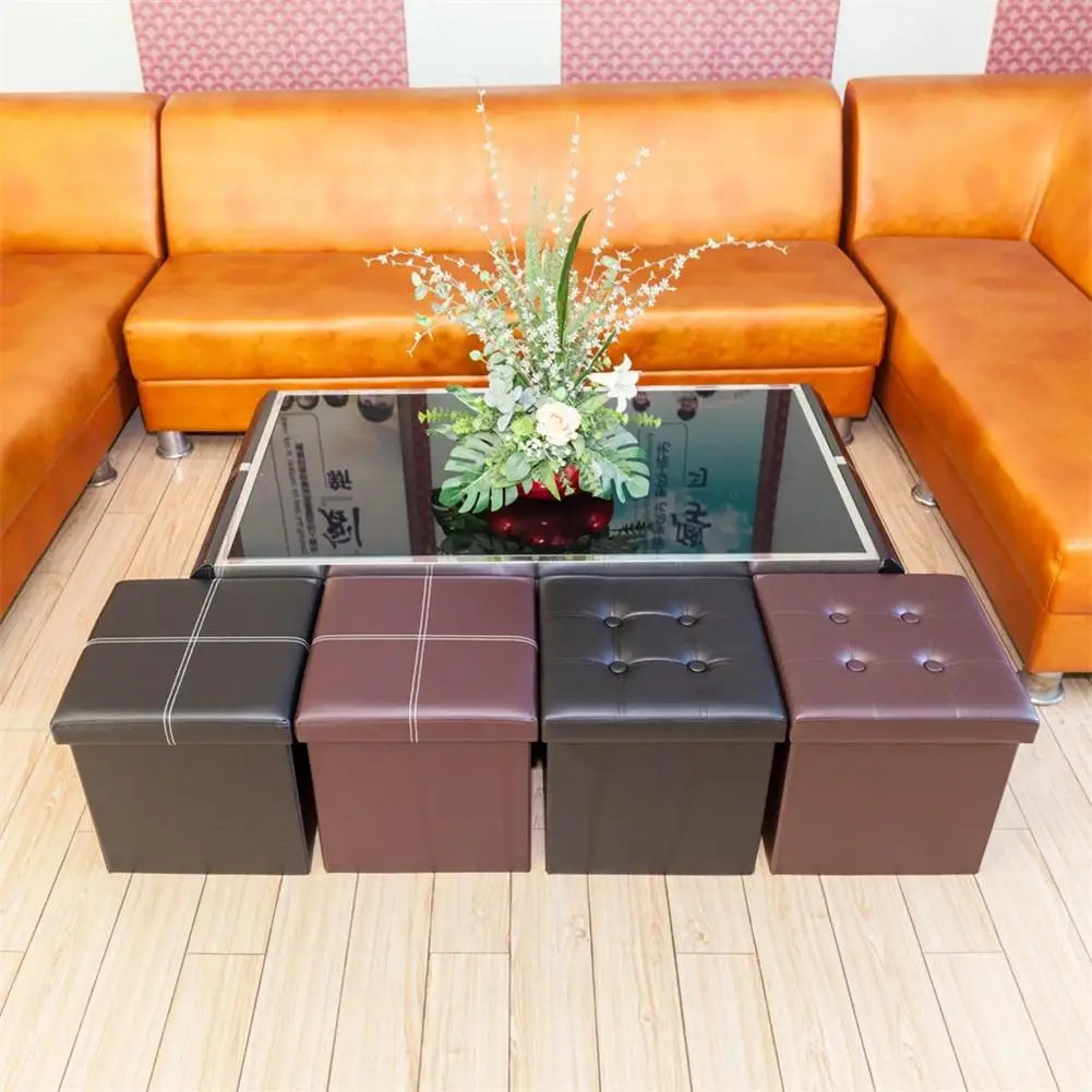 

Pu Leather Footrest Stool Lightweight Anti-skid Anti-rust Storage Ottoman Toy Box With Lid 38 X 38 X 38cm