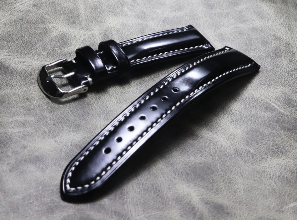 Handmade Dermis Black Premium Strap 18mm 19mm 20mm 21mm 22mm Belt Wrist Band Green Real Leather Replace Watchband Watch Chain