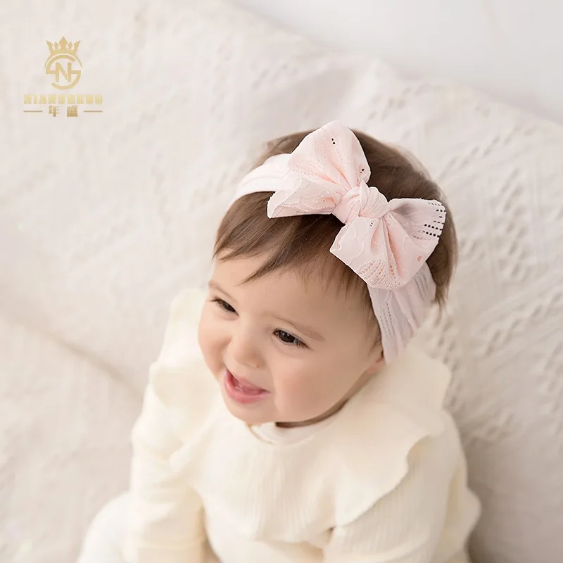 

2023 Newborn Baby Hair Accessories 0-3 Years Old Lace Bow Elastic Baby Headband Soft Thin New Children's Headband