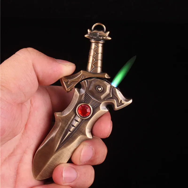 

EDC Creative Sword Turbo Bronze Lighter Compact Jet Butane Gas Windproof Cigarette Accessories Inflated No Gas Gadgets for Man