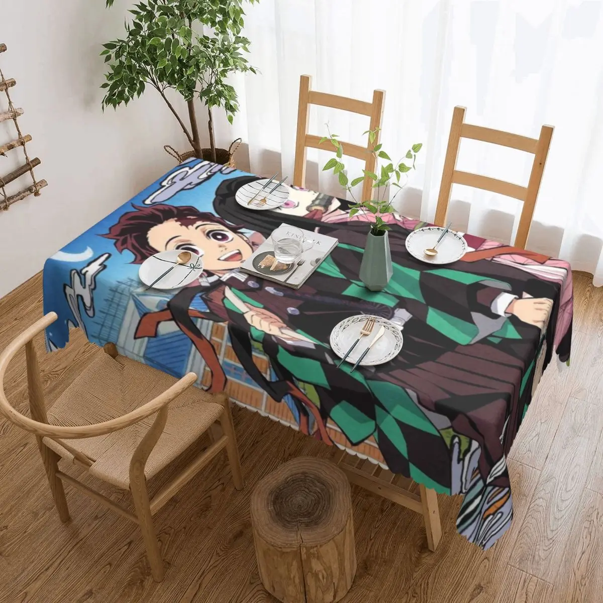 

Rectangular Oilproof Demon Slayer Tanjirou And Nezuco Table Cover Kimetsu No Yaiba Table Cloth Tablecloth for Dining