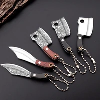 portable mini wood handle ax knife keychain with cover creative pocket hatchet outdoor small cutter tool bag decorating rings