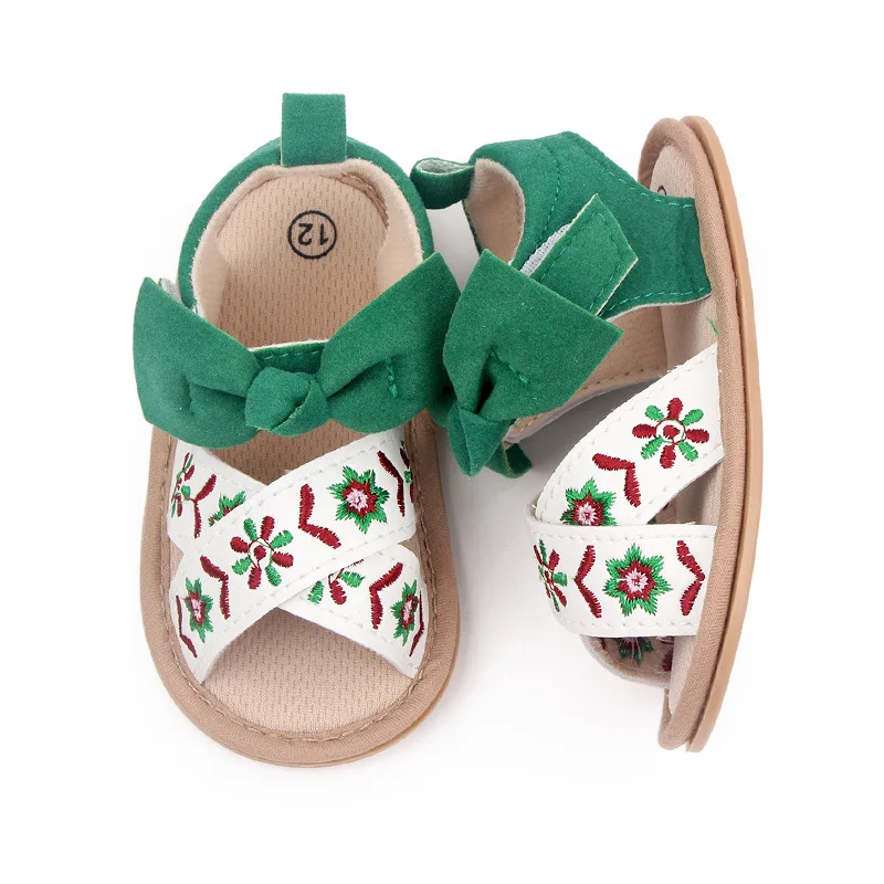 

Summer New 0-1 Year Old Girl Sandals Embroidered Princess Sandals Infant First Walkers 11cm 12cm 13cm