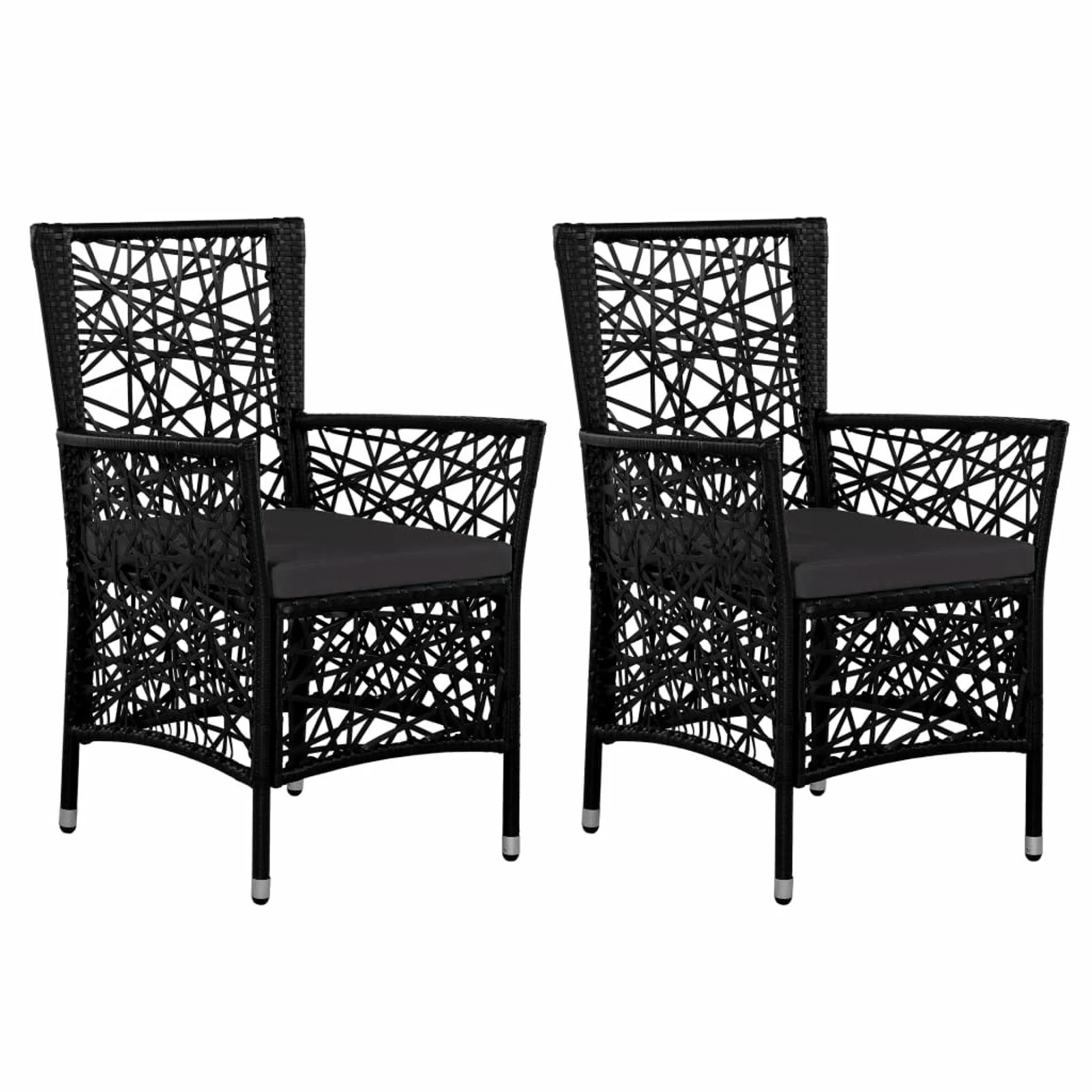 

Outdoor Chairs 2 pcs with Cushions Poly Rattan Black