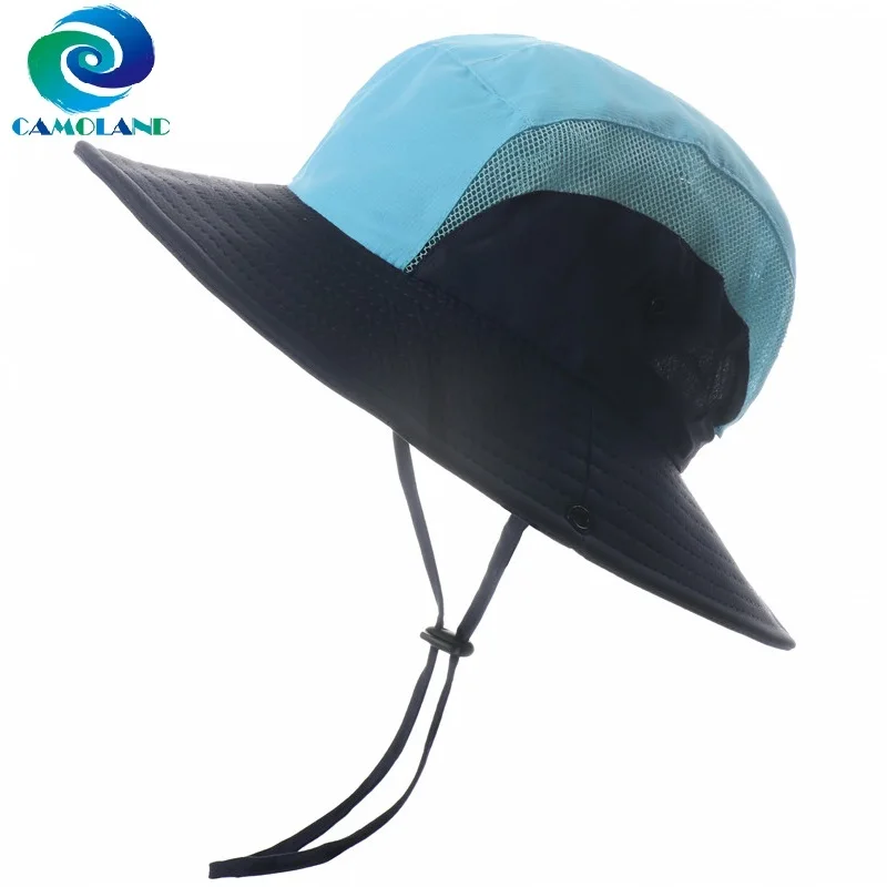 

CAMOLAND Summer Women Ponytail Sun Hats Breathable Mesh Bucket Hat For Men Outdoor Wide Brim Hiking Fishing Hat Male Beach Caps