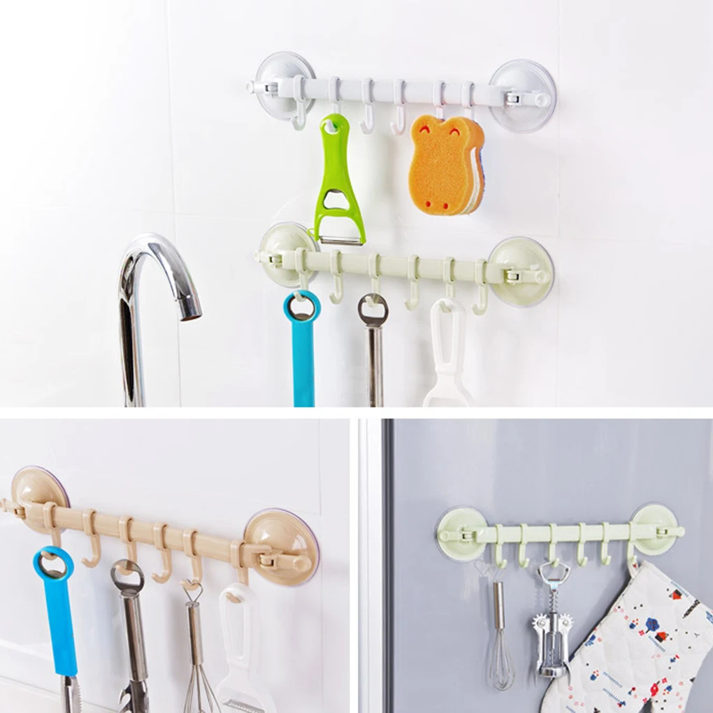 

Wall Vacuum Rack Suction Cup 6 Hooks Towel Bathroom Kitchen Holder Sucker Hanger Cabinet Cupboard Hanger Frame Holde Rack