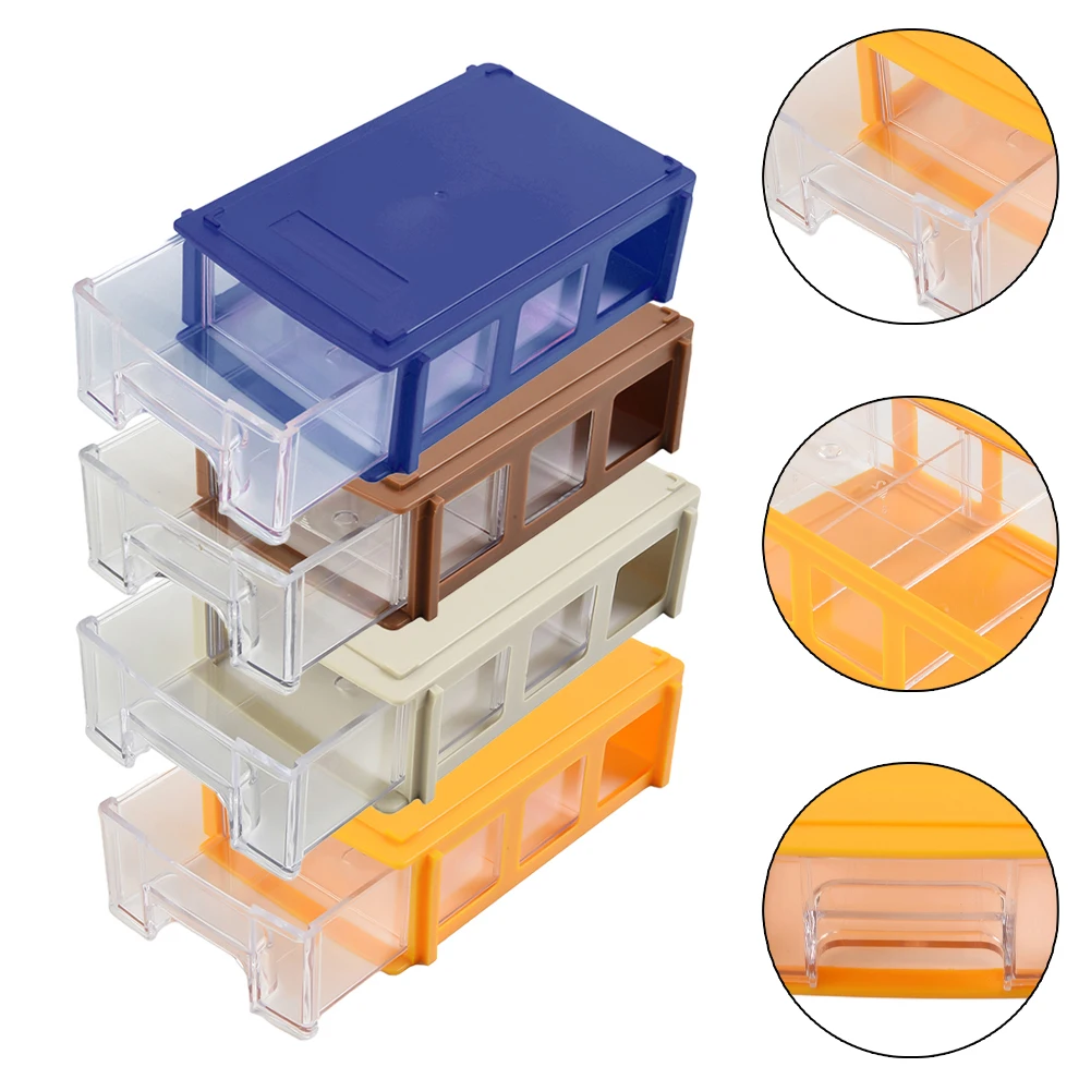 

2pcs Stackable Plastic Hardware Parts Storage Boxes Component Screws Toolbox Combined Cabinet Rack Building Block Drawer Case