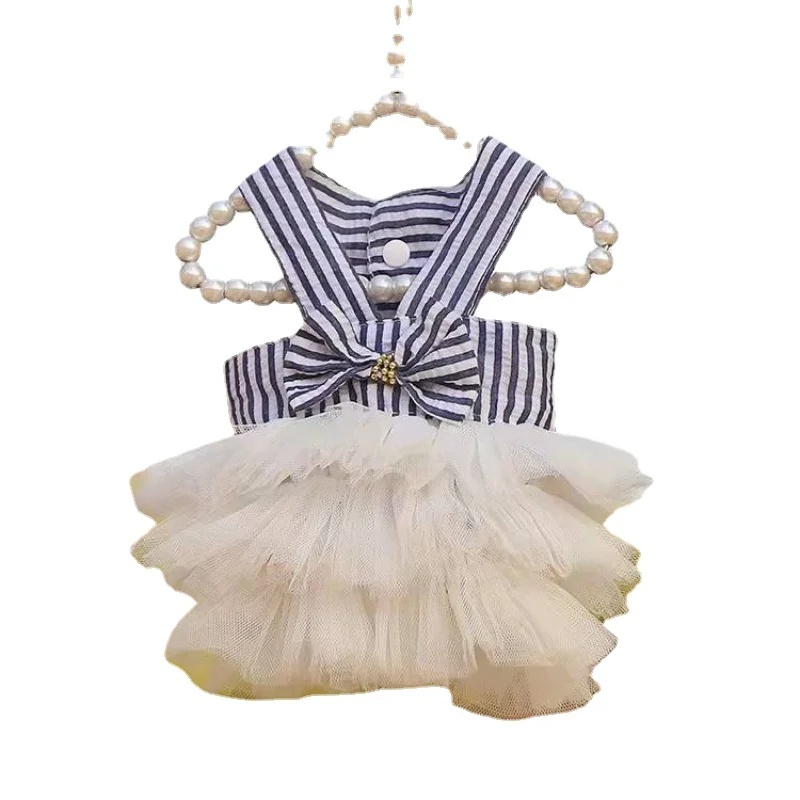 

Striped Bow Cupcake Dog Dresses For Small Dogs Chihuahua Autumn Puppy Party Dress Princess Tutu Shih Tzu Yorkshire Pet Clothes