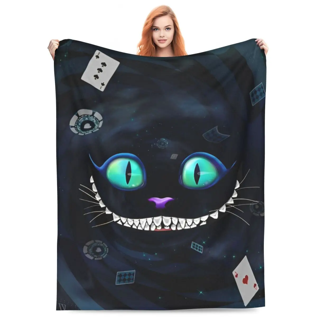 Одеяла с героями мультфильмов Алиса в стране чудес Чеширский кот фланелевые