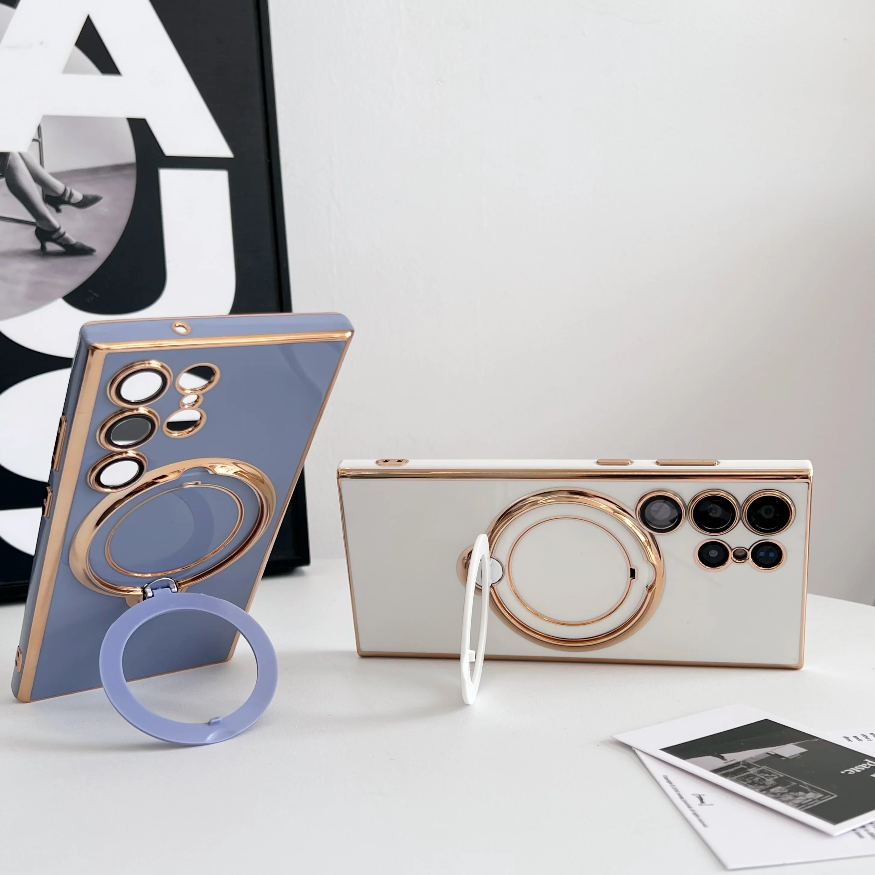 Подставка Masgafe для Samsung Galaxy S23 S22S, ультрароскошный мягкий чехол-подставка с магнитной зарядкой для S23Ultra