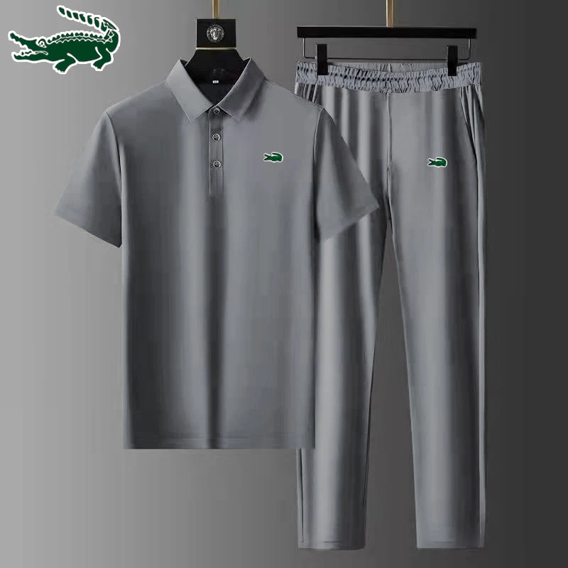 Men's Summer Casual Sports Set Short Sleeve T-shirt Pants Loose Fit Quick Dry