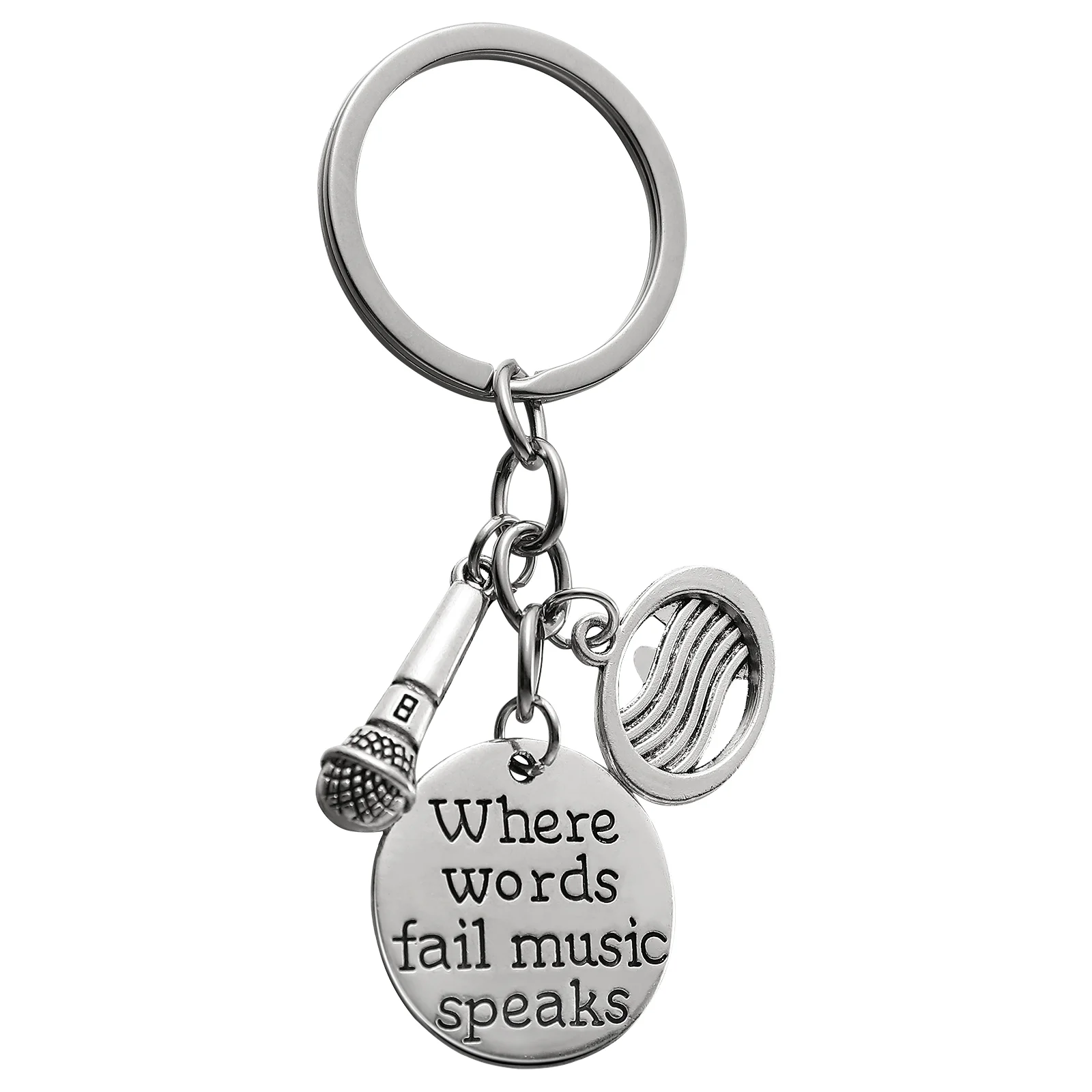 

Key Ring Holder Car Gifts Men Backpack Keychains Women Music Stuff Word Charms Miss
