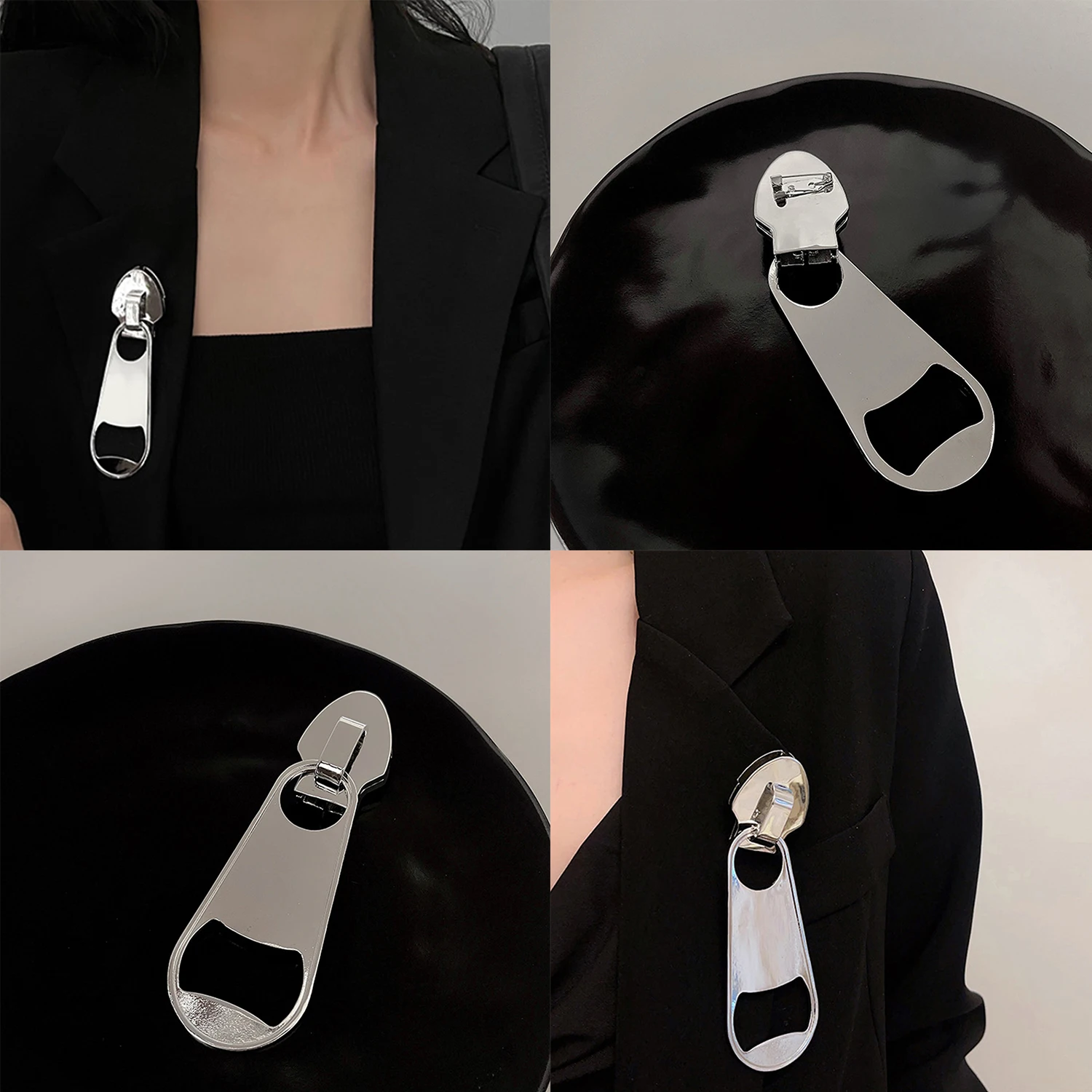 

Punk Giant Zipper Metal Brooch Vogue Shirt Suit Personalized Exaggerated Corsage Pin Women Jewelry Clothing Accessories Gift