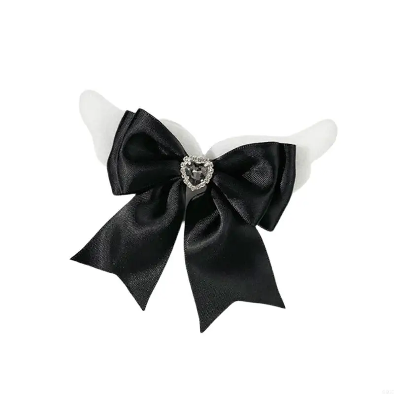 G5GC Готические банты Haipin Bowknot Крыло Боковой зажим Луки Заколка для волос Лента