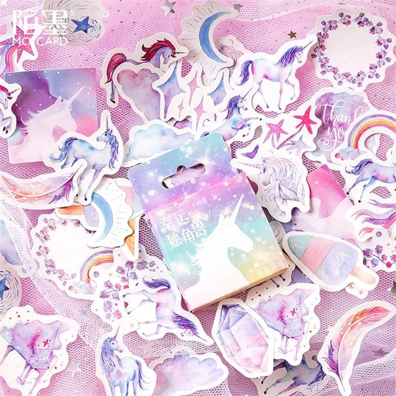 

45PCS Box Sticker Lucky Unicorn Hand Account Notes Decorative Diy Sticker Universal Sealing Sticker