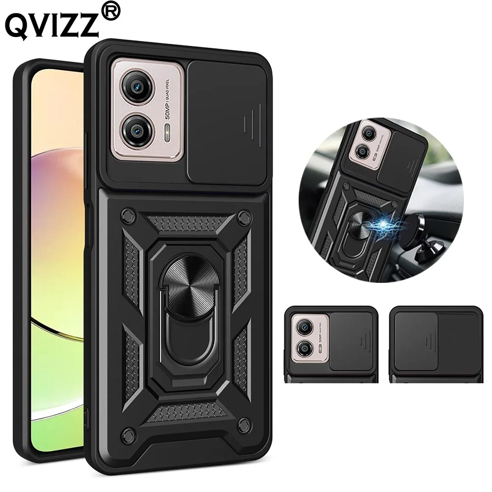 

Slide Camera Case for Motorola Moto G53 G13 G23 Car Magnetic Ring Holder Hard Armor Shockproof Phone Cover MotorolaG53 MotoG53