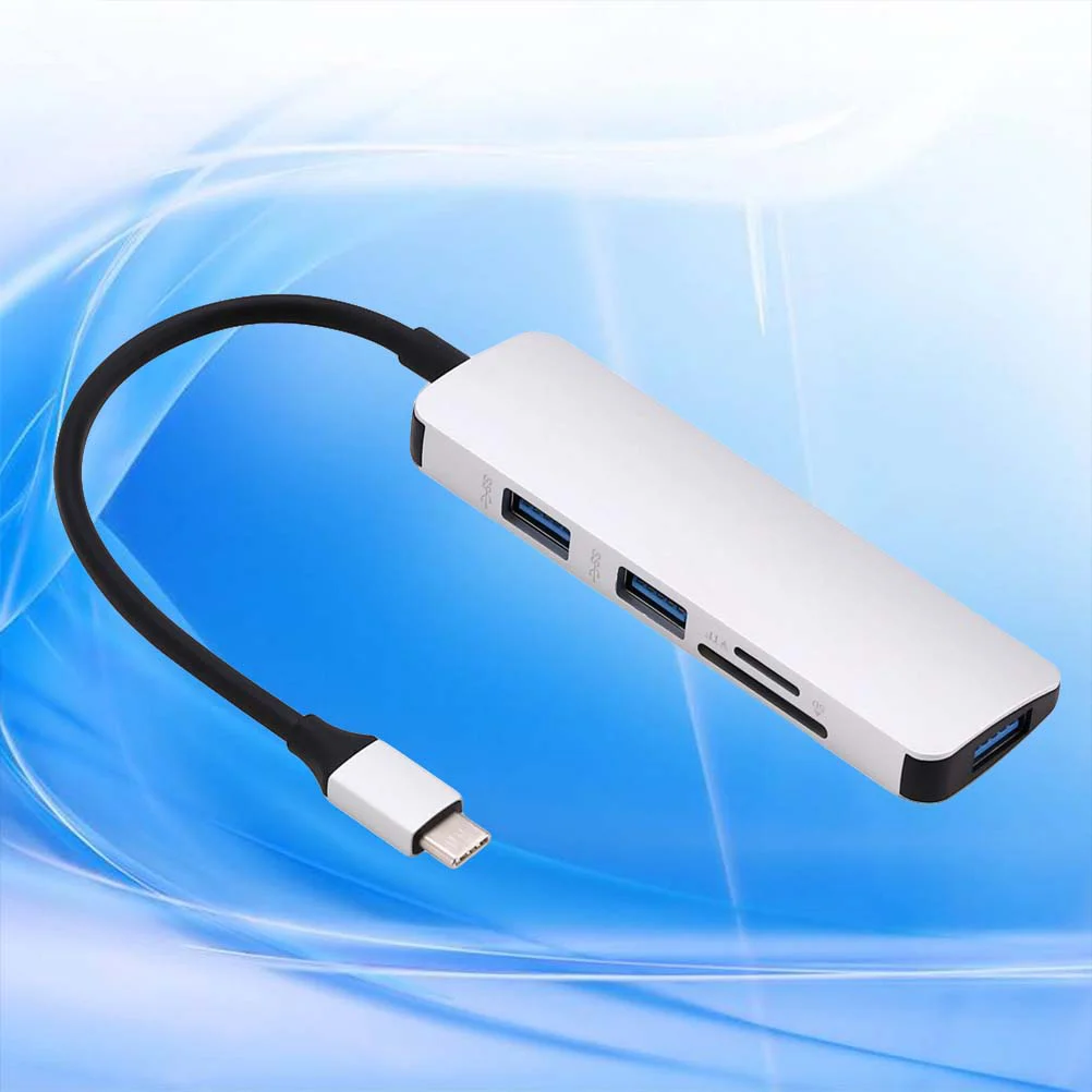 

1PC TCU05 Aluminium Alloy USB C Adapter TF Card Reader SD Card Reader 3 USB 3.0 Ports Hub for Laptop Windows