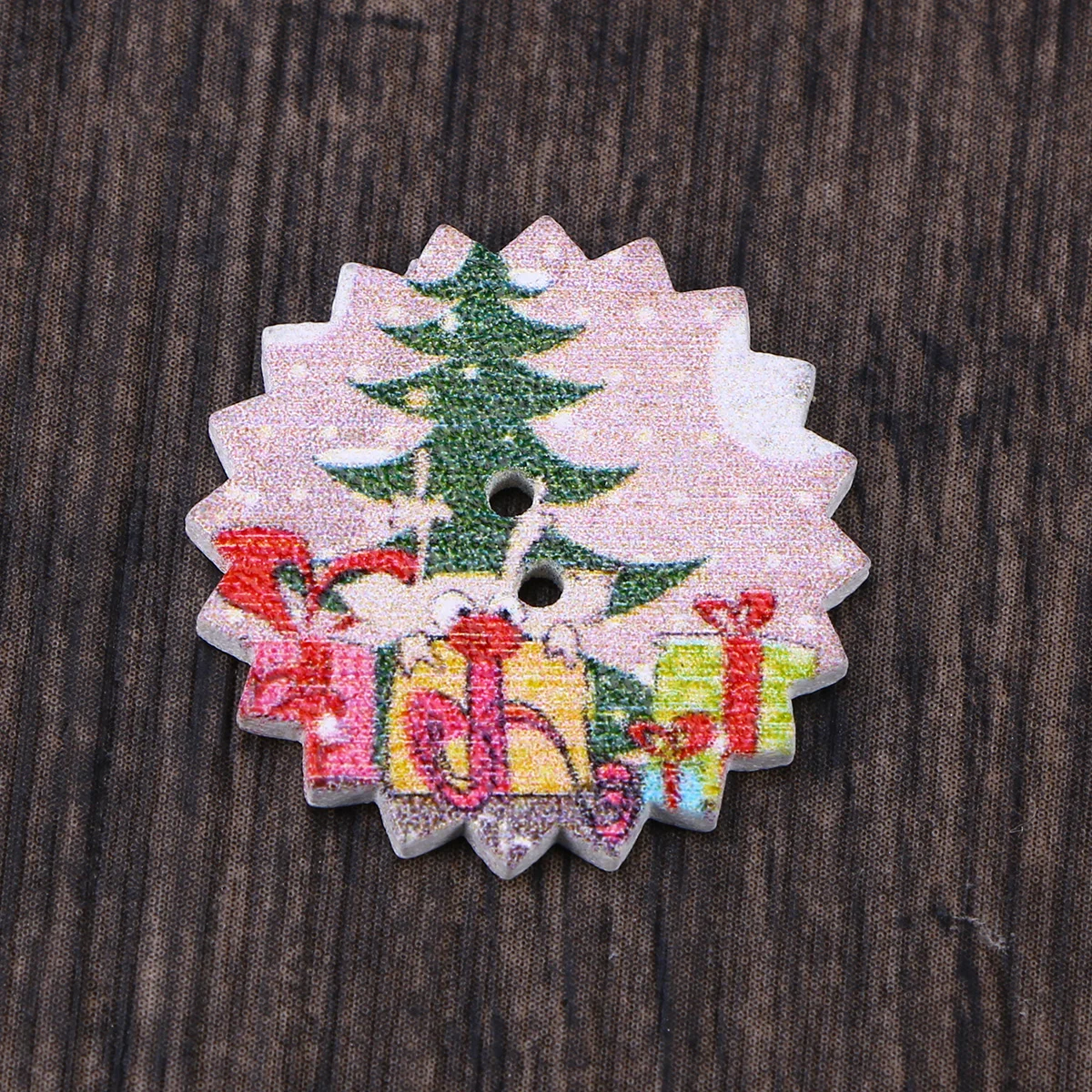 

Buttons Christmas Wooden Sewing Craftsdecorative Craft Diy Stocking Cartoondecor Holiday Holes Round Woodbucklesornamentssnap