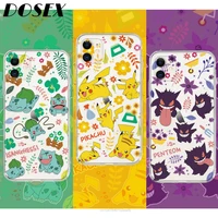 pokemon pikachu gengar bulbasaur phone case for iphone 13 11 13 pro ma xr xs 7 8 plus cover amine cartoon transparent clear y2k