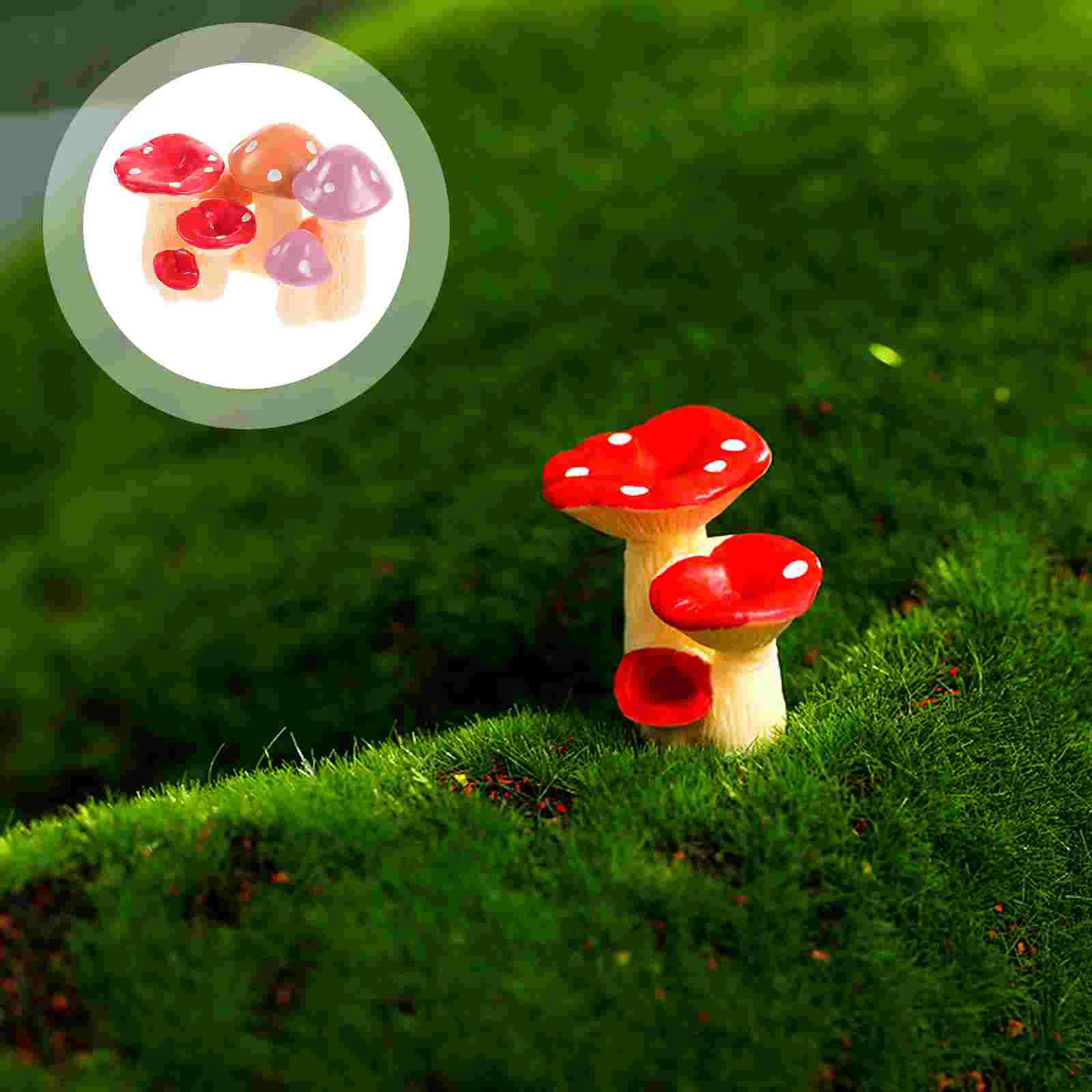

Mushroom Statue Resin Fairy Figurines Micro Small Figures Fake Miniatures Mini Diy Garden Ornament Decor Forest