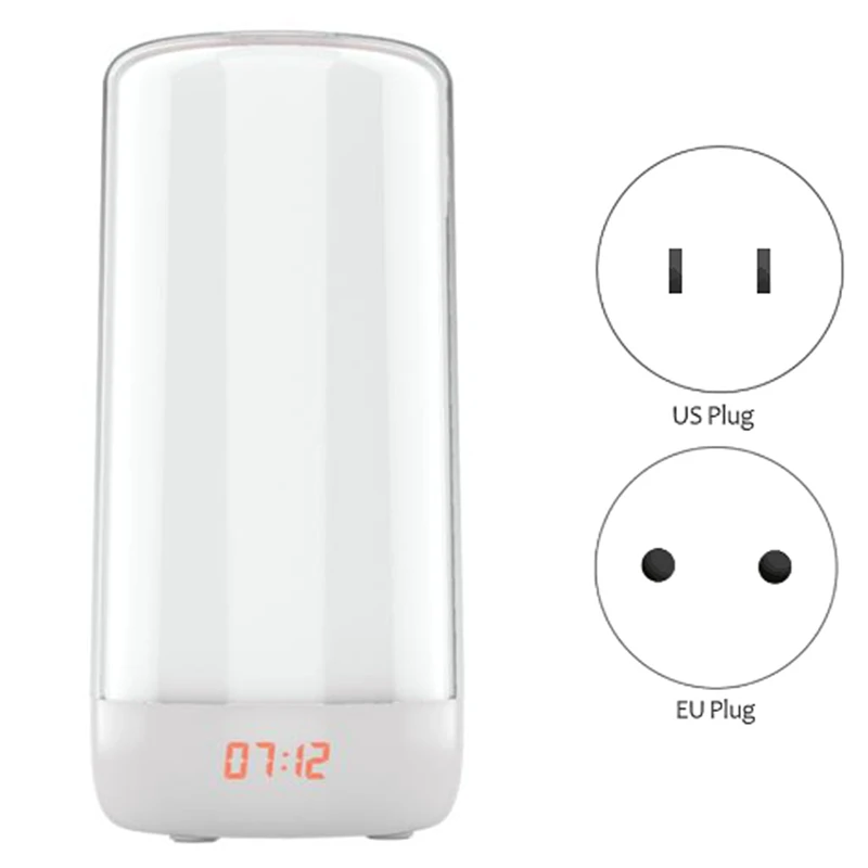 

Led Dual Alarm Clock Light Simulate Sunrise And Sunset Natural Wake Up Light, Colorful Atmosphere Bedside Light