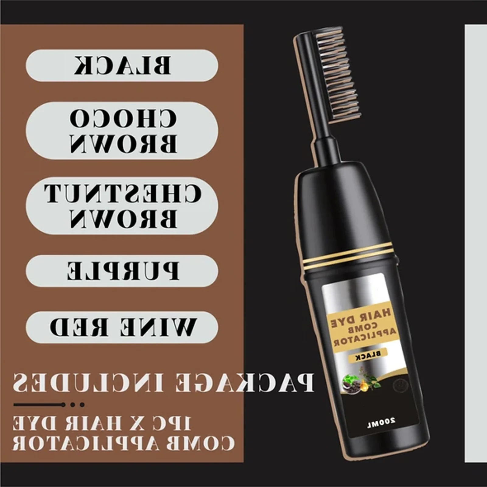 

200ml Natrual Long Lasting Argan Oil Extract Hair Color Dye Comb Permanent Hair Dye Shampoo For Covering Gray Dry Hair Dyeing
