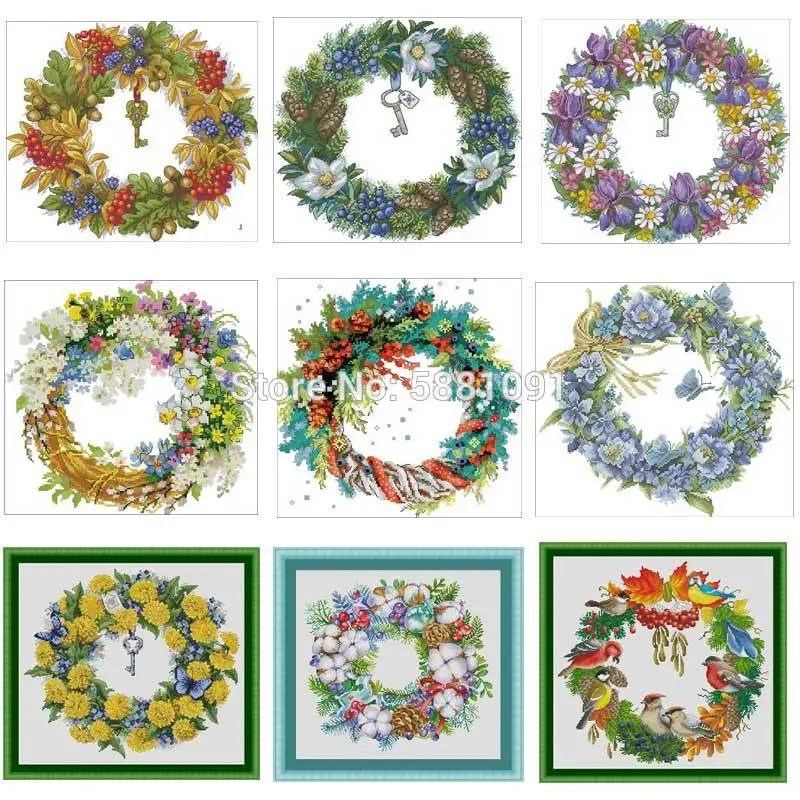 

Rose Bird Key Wreath series Counted Cross Stitch 11CT 14CT 18CT DIY Cross Stitch Kits Embroidery Needlework Sets home decor