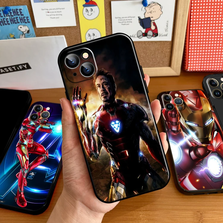 

Iron Man Marvel For Apple iPhone 13 12 11 Pro 12 13 Mini X XR XS Max SE 6 6S 7 8 Plus Phone Case Soft Funda Coque Black TPU