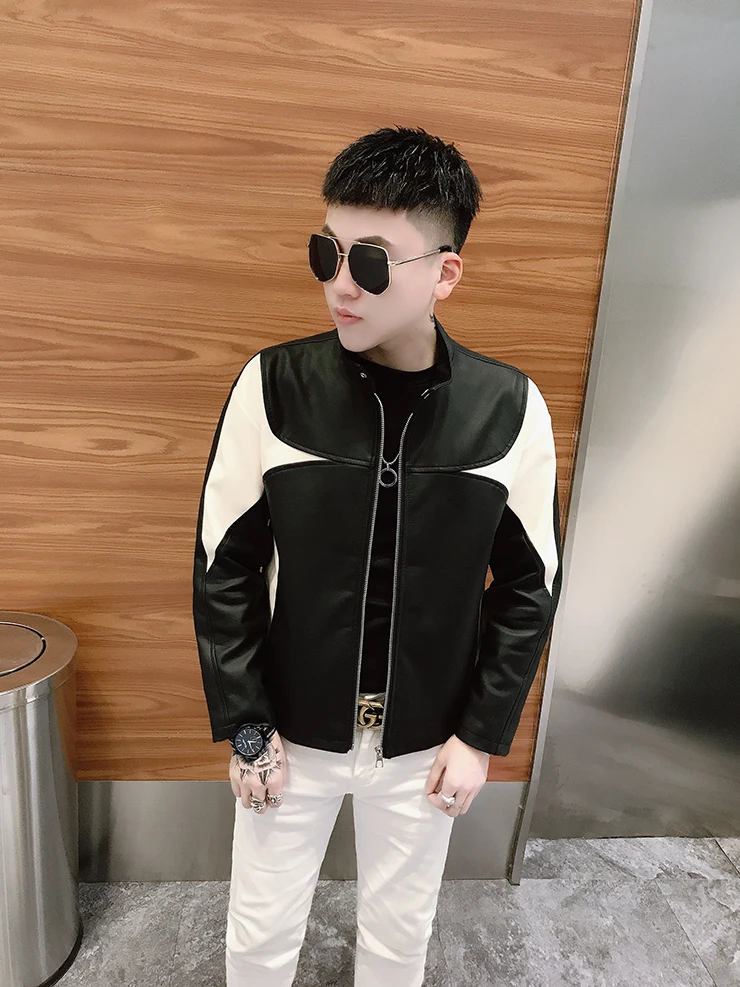 2024 Spring and Autumn New Men's High Sense Slim fit PU Leather Motorcycle Jacket Fashion