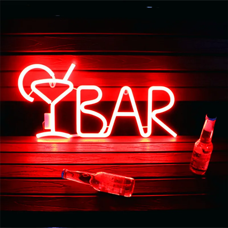 LED BAR Neon Sign Light for Bar KTV Snack Shop Decor Juice Letter Neon Lamp Tube Christmas Wall Decor with Remote Control