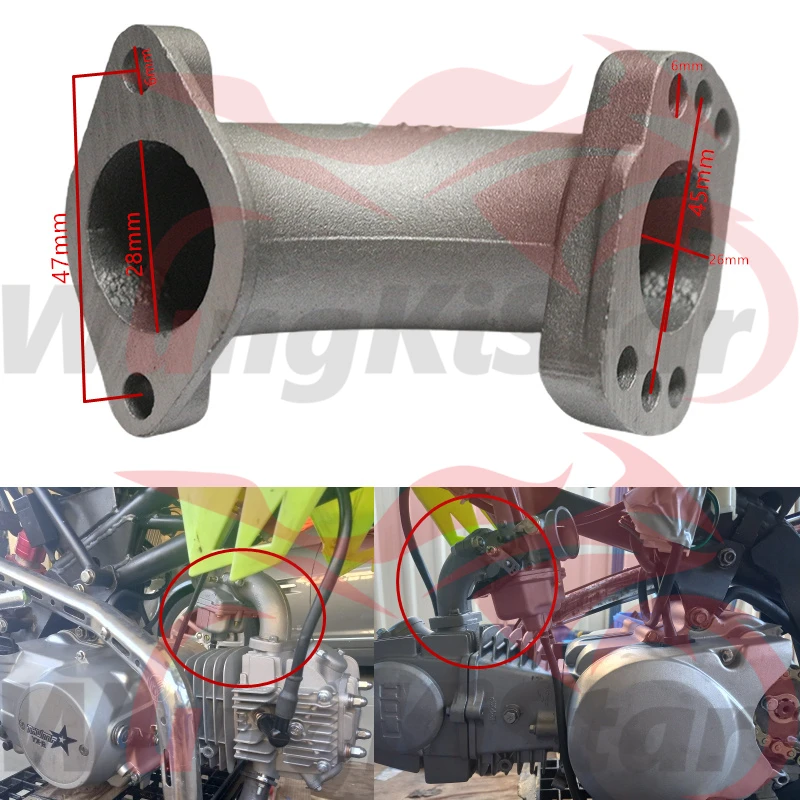

Motorcycle Manifold Intake Pipe Inlet For PE24 PE26 PE28 VM24 VM26 Carburetor 150cc 155cc 160cc YX Zongshen Engine Pit Dirt Bike