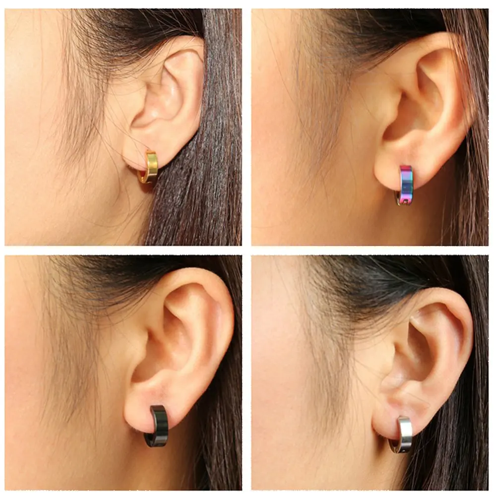 1/5 пар круглые серьги-гвоздики Huggie из нержавеющей стали в стиле хип-хоп и панк с