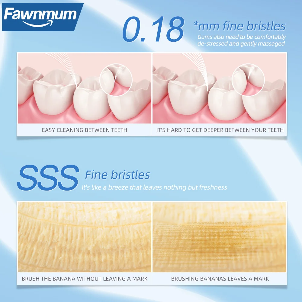 Fawnmum 2 шт./компл. зубная щетка с мягкой щетиной для взрослых антибактериальная