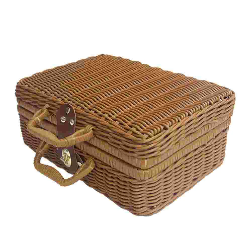 

Portable Storage Box Natural Style Container Camping Basket Holder Tote Plastic Study Woven Travel Planter Boxes Outdoor