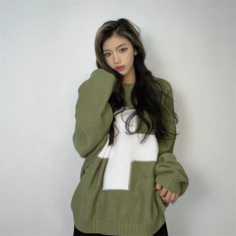 KAPITAL Hirata Hohiro Свободный свитер с перекрестным принтом осень-зима женский и мужской