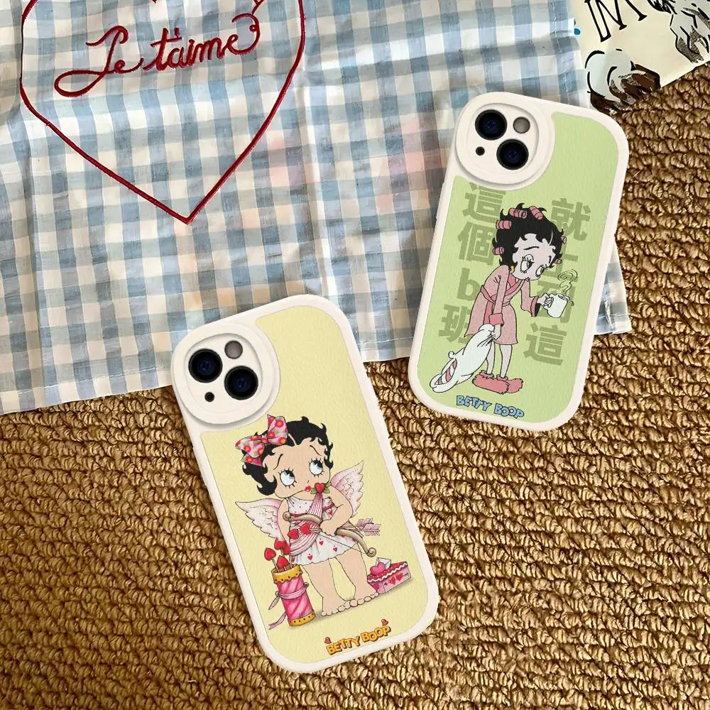 Фото Чехол для телефона B-Betty-Cute-B-Boop для IPhone 11, 12, 13, 14, 15, 16, кожаный чехол Pro Max Plus №1