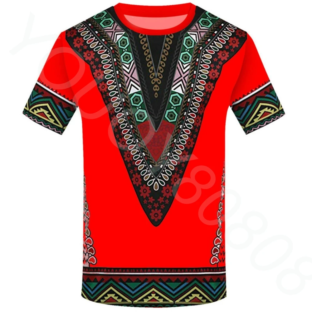 

3D Printing New Summer Round Neck Short Sleeve Ethnic African Sports T-Shirt Casual Loose Men's Ladies Clothing Tops
