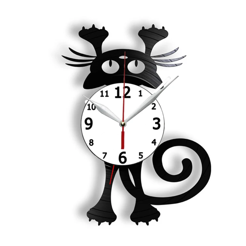 

Настенные часы с виниловой пластиной и изображением кошки