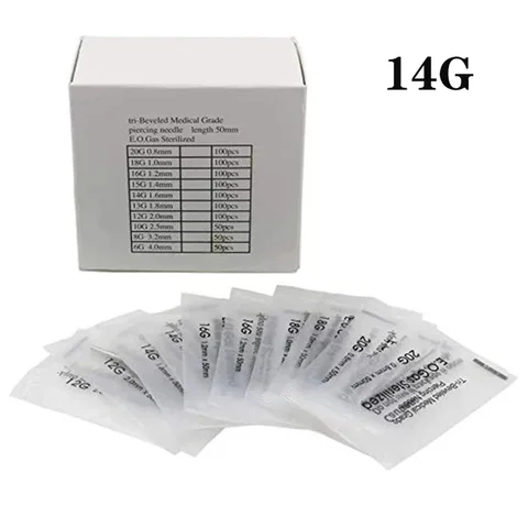 Иглы для пирсинга из нержавеющей стали 100 шт