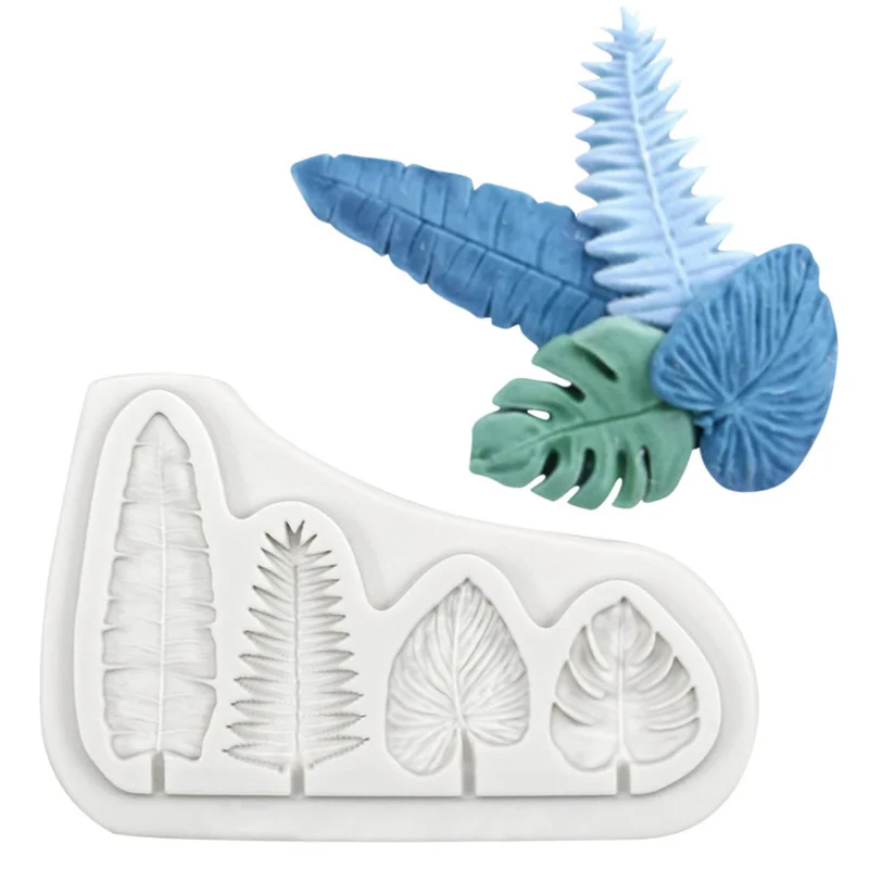 

4 Styles Leaves Silicone Sugarcraft Mold Turtle Back Leaf Flip Sugar Cake Mold Resin Tools Cupcake Fondant Cake Decorating Tools