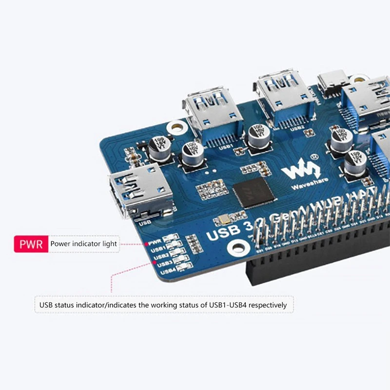 Плата расширения головки Waveshare USB 3 2 Gen1 HUB для Raspberry Pi 4B 3B + Zero порты без драйвера |