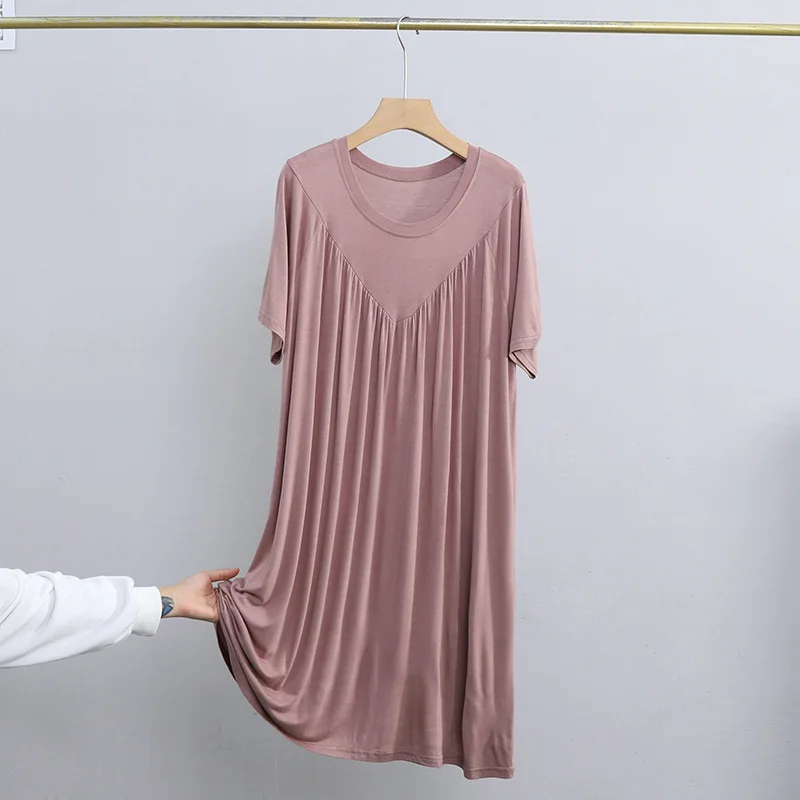 Mom Nightdress Short Sleeve Modal Homewear Women Sexy Round Collar Multicolor Sleepwear Big Size Fashion Casual Home Pjs