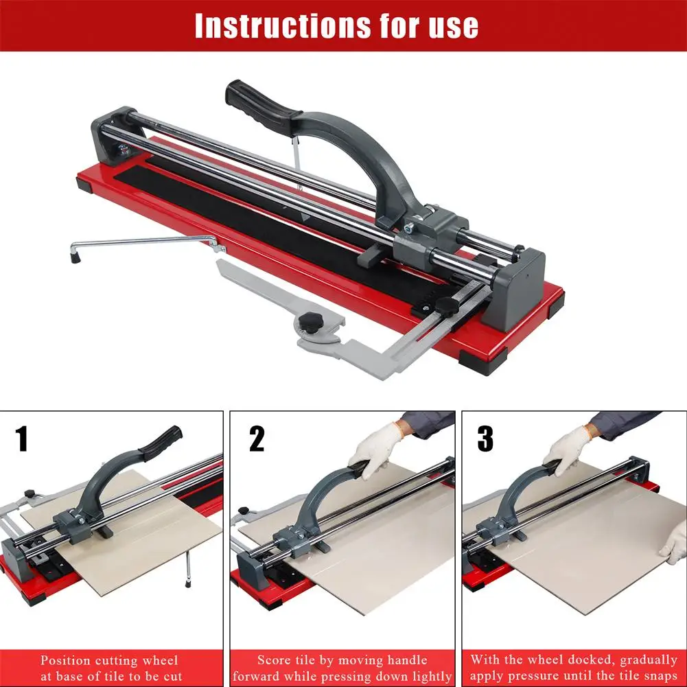 24-inch Manual Tile Cutter Double Pole 2 Foot Professional Porcelain Tile Cutter With Adjustable Angle Ruler